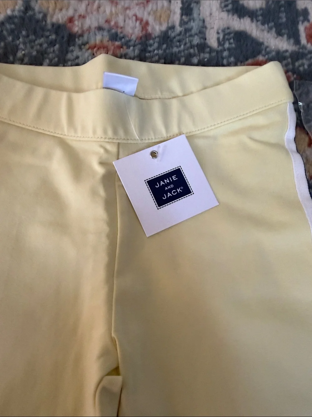 New Janie and Jack gorgeous Yellow Legging pants Blue and White Side Stripes